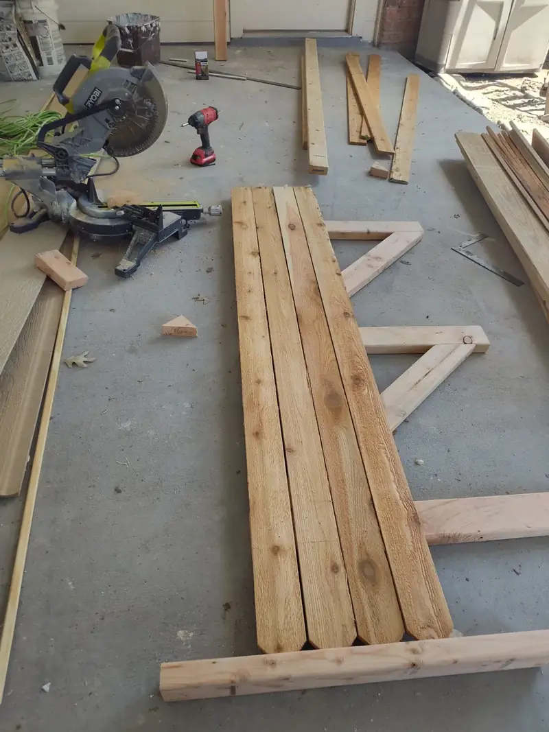 Timber and tools prepared for an Alvarez Painting wood project