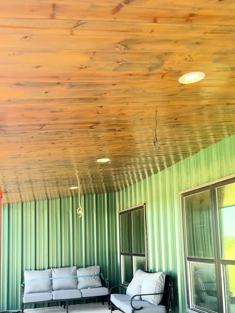 Stained wood porch ceiling by Alvarez Painting